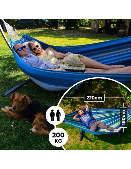 Hängematte mit Gestell für 2 Personen, Doppelhängematte 220x160cm Outdoor & Garten