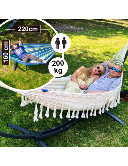 Santia Boho Hängematte mit Gestell für 2 Personen 220x160cm - Outdoor & Garten