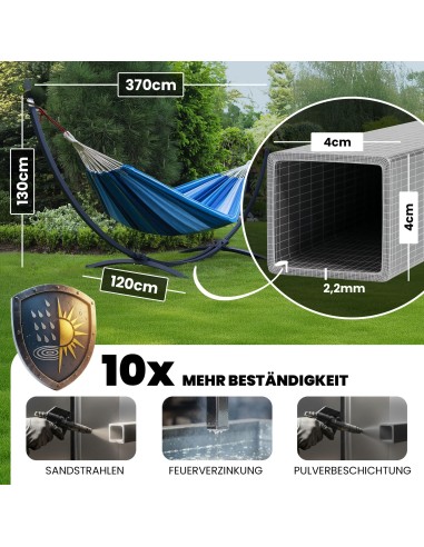 Medelin 230x160cm Hängematte mit Gestell, Hängemattengestell aus Stahl oder Aluminium