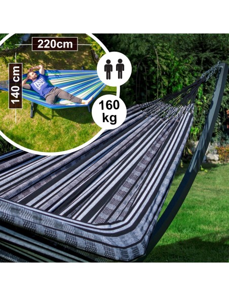 Pereira 220x140cm Hängematte mit Gestell, Hängemattengestell aus Stahl Feuerverzinkt oder Pulverbeschichtet 370cm