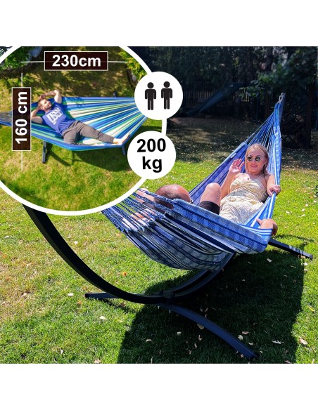 Pereira 230x160cm Hängematte mit Gestell, Hängemattengestell aus Stahl Feuerverzinkt oder Pulverbeschichtet 370cm