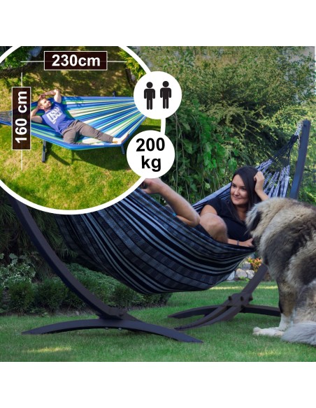 Pereira 230x160cm Hängematte mit Gestell, Hängemattengestell aus Stahl Feuerverzinkt oder Pulverbeschichtet 370cm