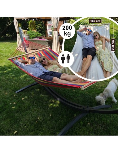 Stabhängematte mit Gestell, Hängematte 220x160cm, Hängemattegestell aus Aluminium oder Stahl